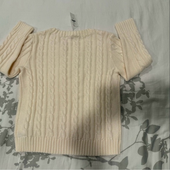Gap Kids Girls 100% Cotton Cable Sweater in Ivory Frost size S (6-7) - Picture 2 of 7